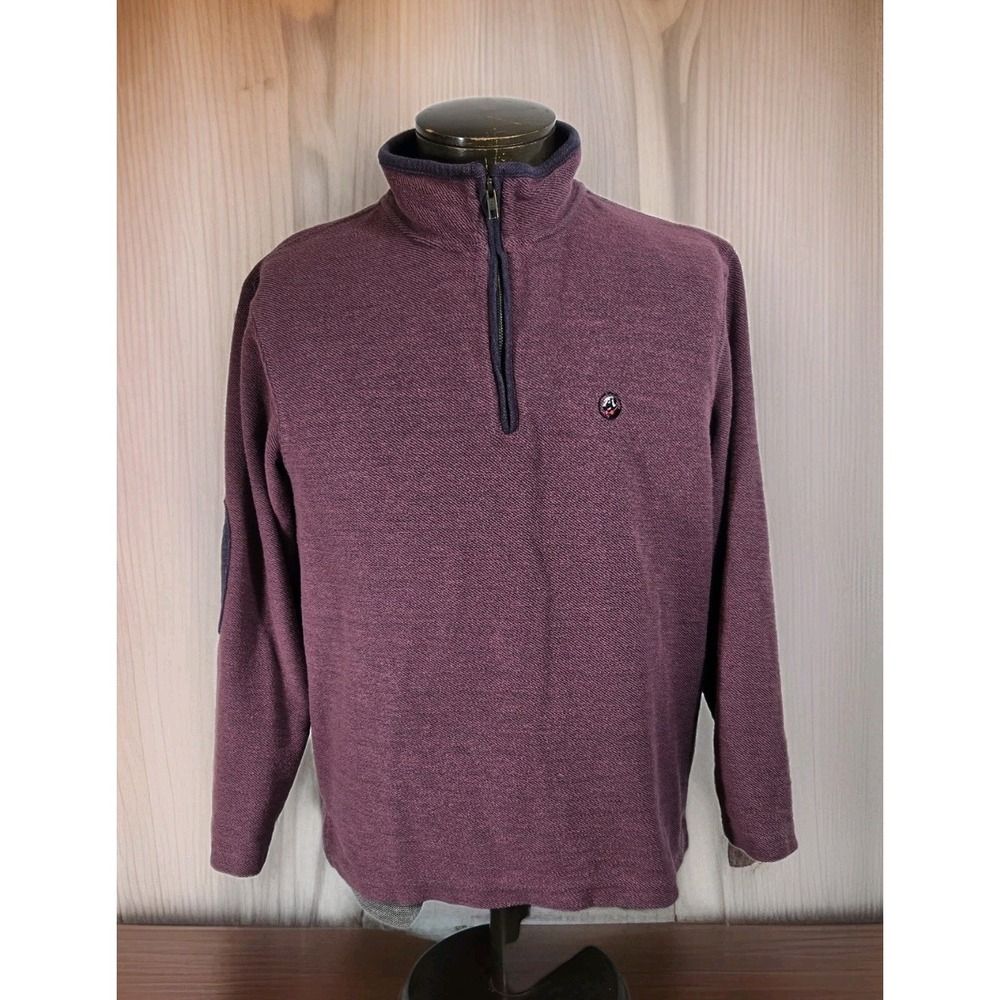 Southern‎ Proper Pullover Sweater Mens M Burgundy 1/4 Zip Long Sleeve Elbow Pads